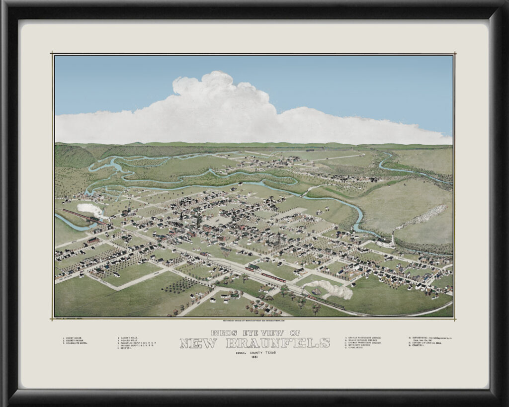 New Braunfels TX 1881 (Color) - Vintage City Maps