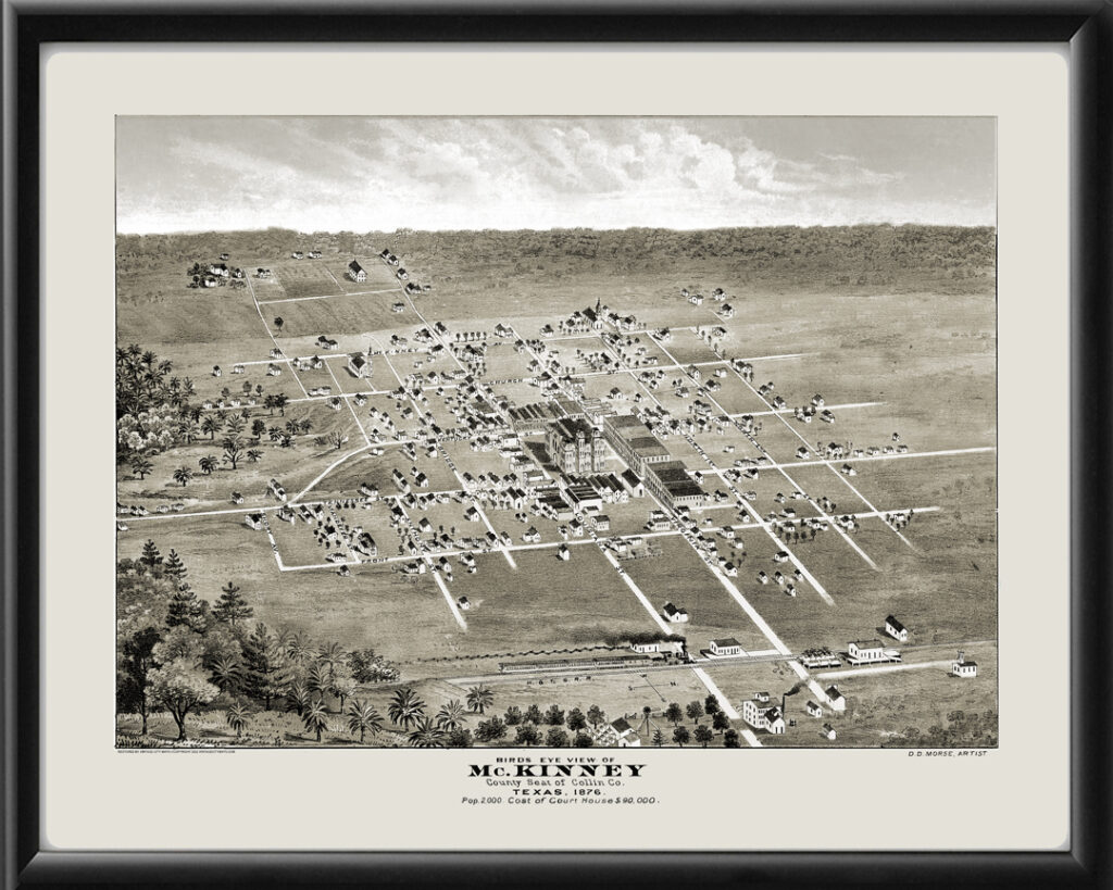 McKinney TX 1876 Restored Map | Vintage City Maps
