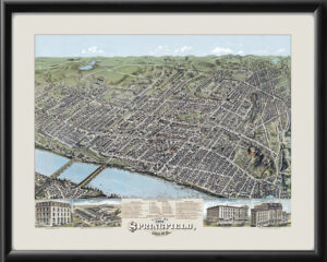 Springfield MA 1875 OHBailey Tm Birds Eye View Map