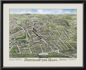 Northampton MA 1875 HH Bailey TM Bird's Eye View Map