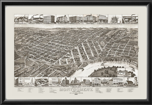 Montgomery AL 1887 TM Bird's Eye View Map