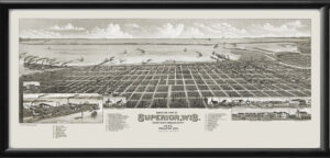 Superior WI 1883 Wellge TM Bird's Eye View Map