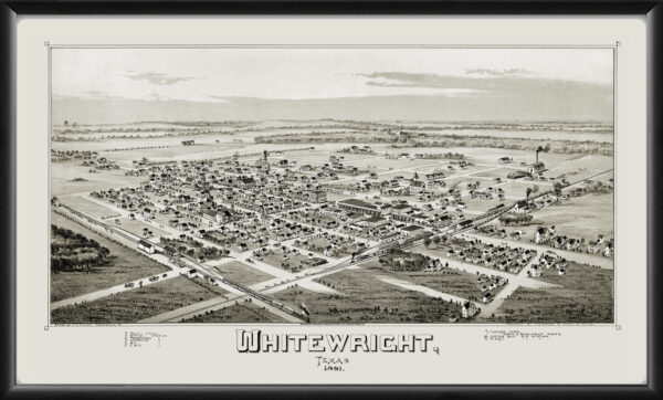 Whitewright TX 1891 Fowler TM Birds Eye View Map