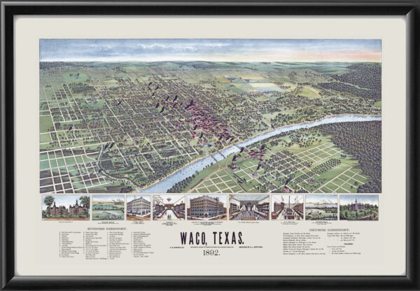 Waco 1892 A.L. Westyard TM Birds Eye View Map