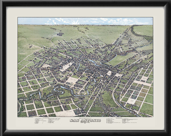 San Antonio TX 1873 TM Birds Eye View Map