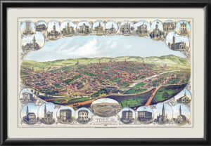 York PA 1879 Davoust Kern TM Birds Eye View Map