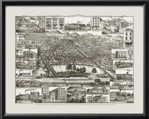 Reading PA 1881 J. Harold KendallTM Birds Eye View Map