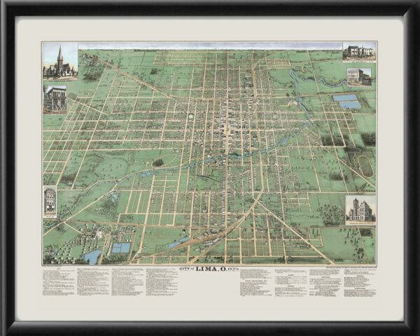 Lima OH 1892 Smith and Buckingham Tm Birds Eye View Map