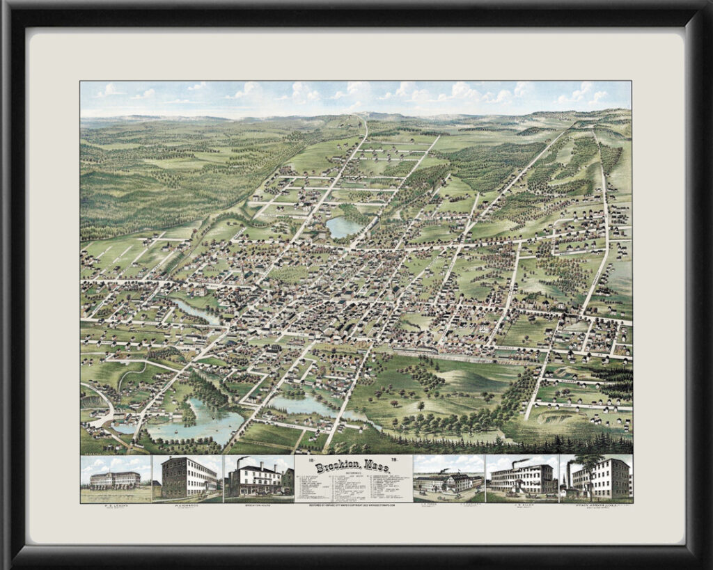 Brockton MA 1878 Restored Map | Vintage City Maps