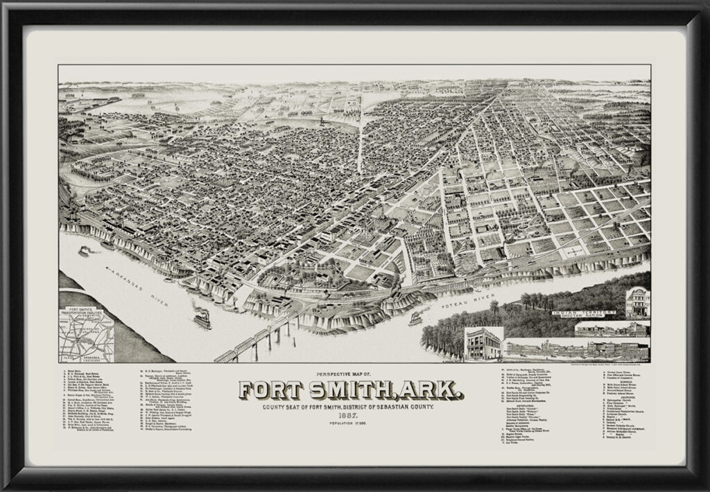 Fort Smith AR 1887 Restored Map | Vintage City Maps