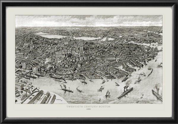 Boston MA 1905 Bert Poole TM Birdseye View Map