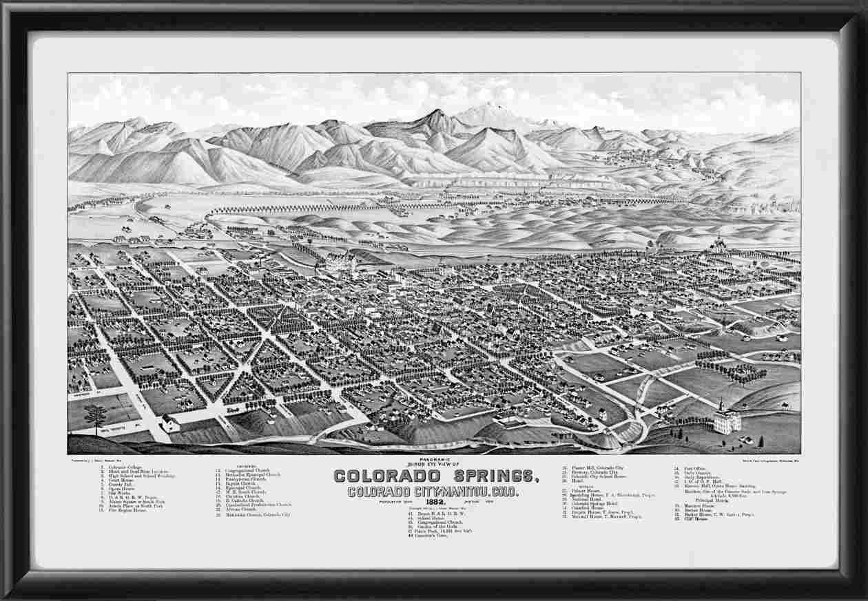 Colorado Springs CO 1882 Restored Map | Vintage City Maps