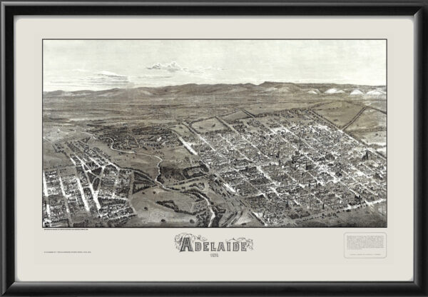 Adelaide AUS 1876 Birds Eye View Map