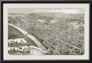 Wilkes Barre PA 1889 TM Fowler TM Birds Eye View Map
