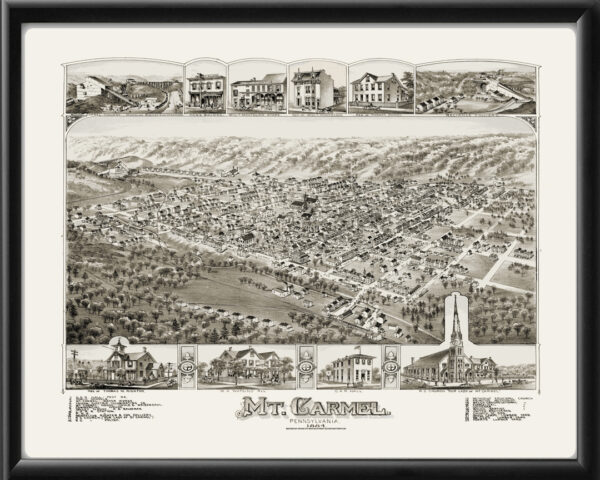 Mt. Carmel PA 1884 OH Bailey Birdseye View Map