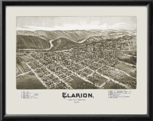 Clarion PA 1896 Fowler & Moyer Birdseye View Map