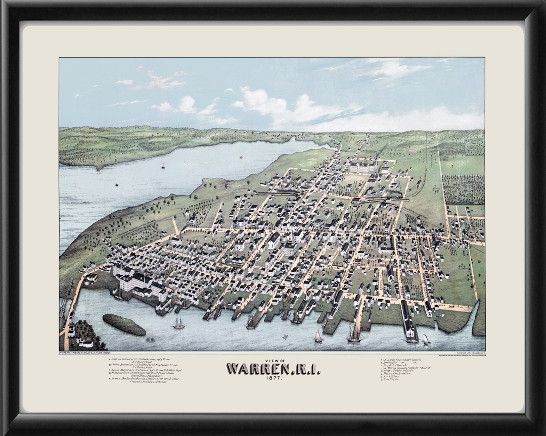 Warren Ri Warren RI 1877 Restored Map | Vintage City Maps