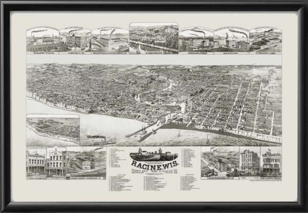 Racine WI 1883 JJStoner TM Bird's Eye View Map