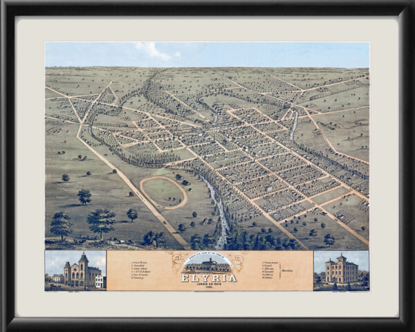 Elyria OH 1868 ARuger TM Birds Eye View Map