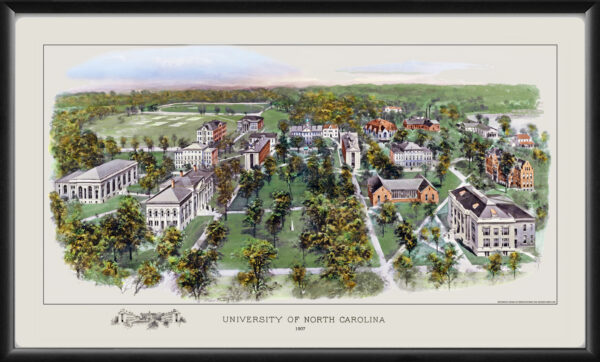 University of North Carolina -1907 Bird's Eye View Map