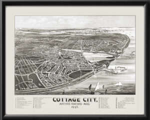 Cottage City MA 1887 AFPoole Tm Bird's Eye View Map