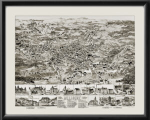 Millbury MA 1880 Beck & Pauli TM Bird's Eye View Map