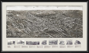 Pearl River NY 1924 Rene Cinquin Tm Bird's Eye View Map