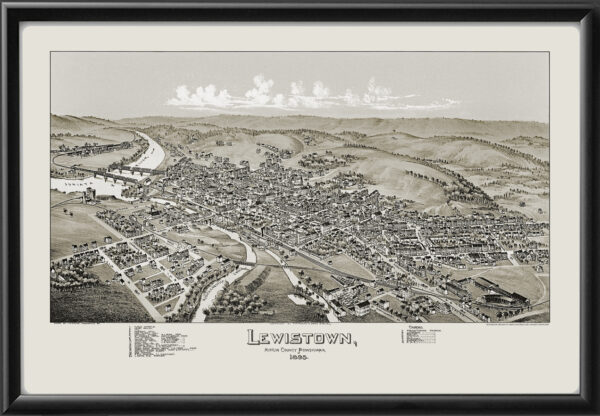 Lewistown PA 1895 Birds Eye View Map