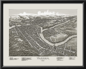Warren PA 1895 TM Birds Eye View Map