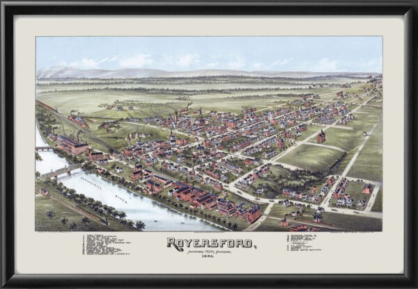 Royersford PA 1893 TMFowler Birds Eye View Map