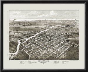 Monroe MI 1866 Bird's Eye View Map