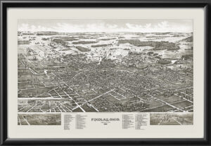 Findlay OH 1889 Burleigh & Norris TM Birds Eye View Map