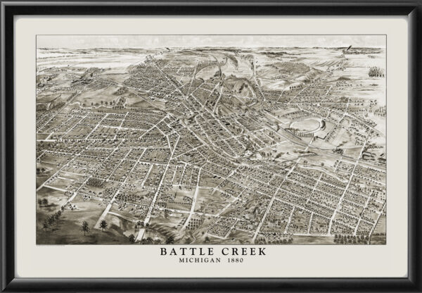 Battle Creek MI 1880 TM Bird's Eye View Map