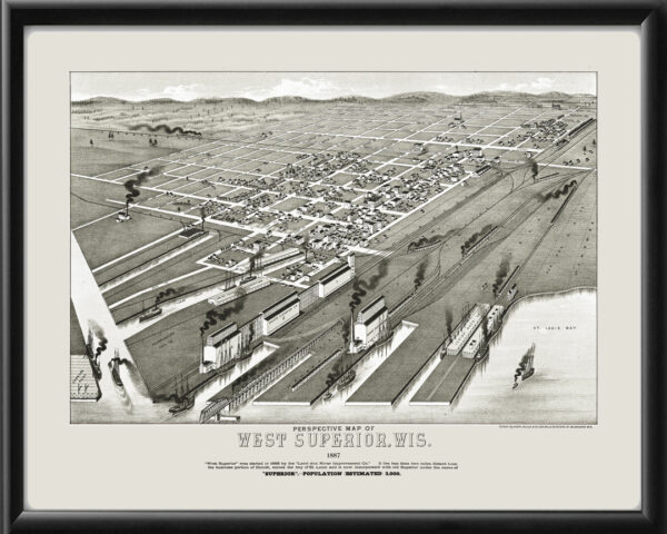 West Superior WI 1887 HWellge TM Bird's Eye View Map