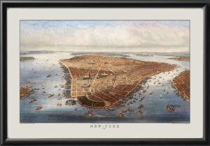 New York City NY 1851 Hiene Birdseye View Map