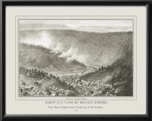 Mauch Chunk (Jim Thorpe) PA c1860 J.S.QueenTM Map