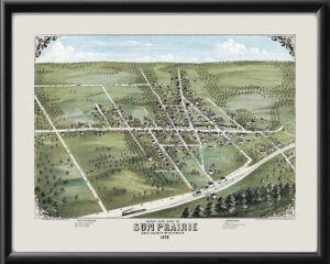 Sun Prairie WI 1875 Herman Brosius TM Bird's Eye View Map
