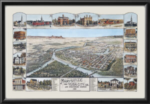Marysville & Yuba City CA 1888 CPCook TM Bird's Eye View Map