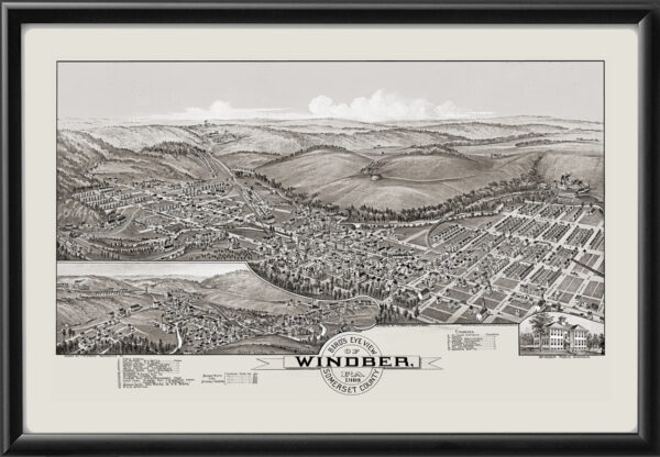 Windber PA 1900 Fowler & Moyer TM Birds Eye View Map