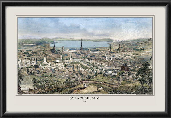 Syracuse NY 1852 Lewis Bradley Birds Eye View Map
