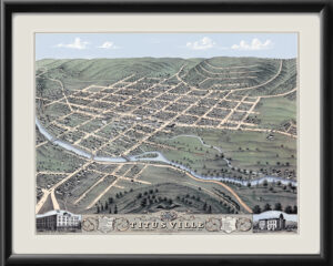 Titusville PA 1871 Albert Ruger TM Birds Eye View Map