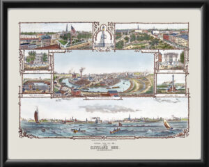 Cleveland OH 1873 Orlando V. Schubert TM Birds Eye View Map
