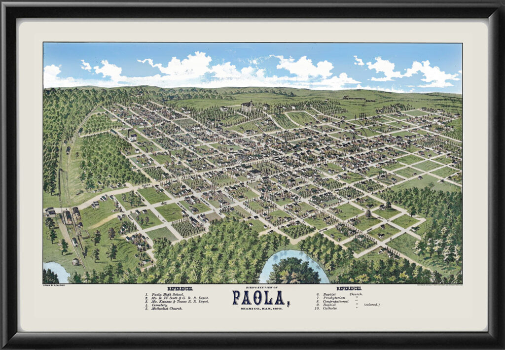 Paola KS 1878 Restored Map | Vintage City Maps