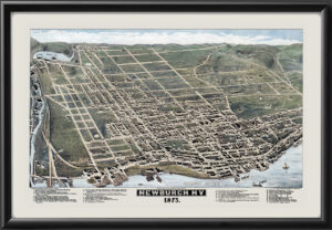 Newburgh NY 1875 Birds Eye View Map