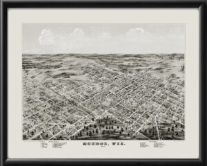 Monroe WI 1871 HHBailey TM Bird's Eye View Map