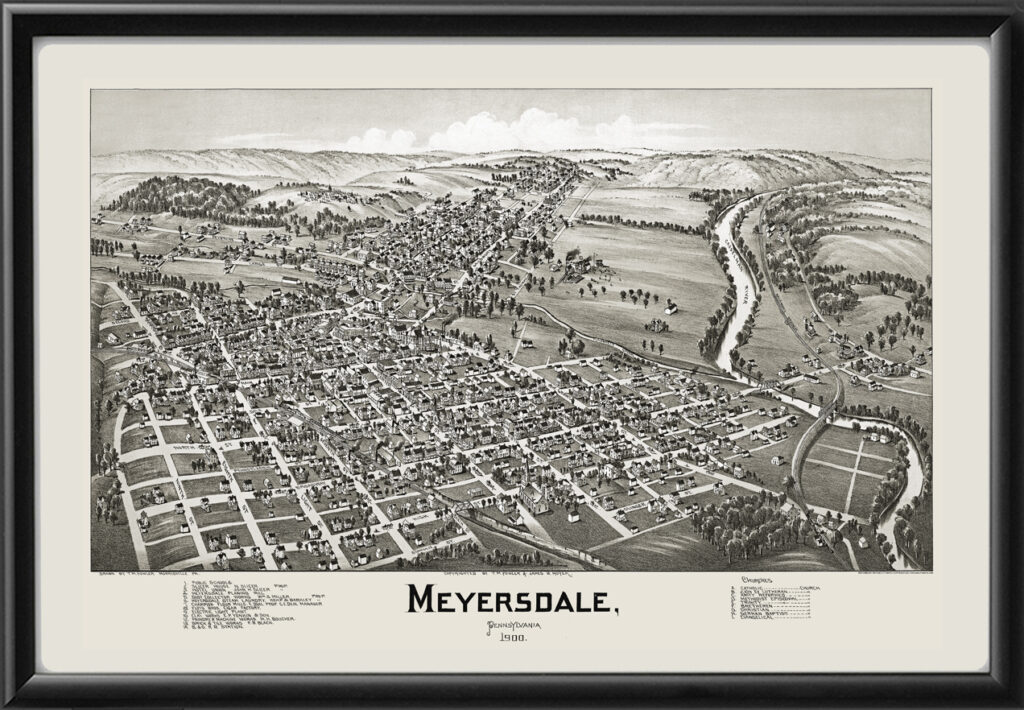 Meyersdale PA 1900 Restored Map | Vintage City Maps