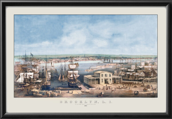 Brooklyn NY 1853 as seen from Trinity Church J.W Hill TM