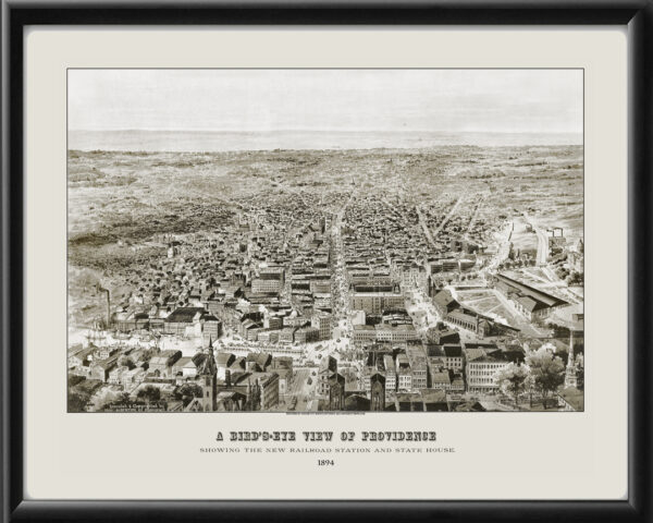Providence RI 1894 J.R. Chapin TM Birds Eye View Map