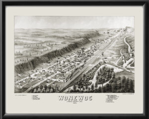 Wonewoc WI 1879 JJStoner TM Bird's Eye View Map