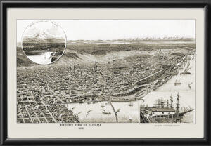 Tacoma WA 1892 Oscar Nuhn TM Birds Eye View Map